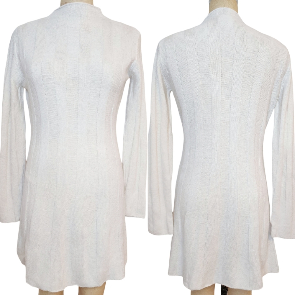 Bottega Veneta Cashmere Luxury Sweater Dress Long Sleeve Mock Neck Fitted White